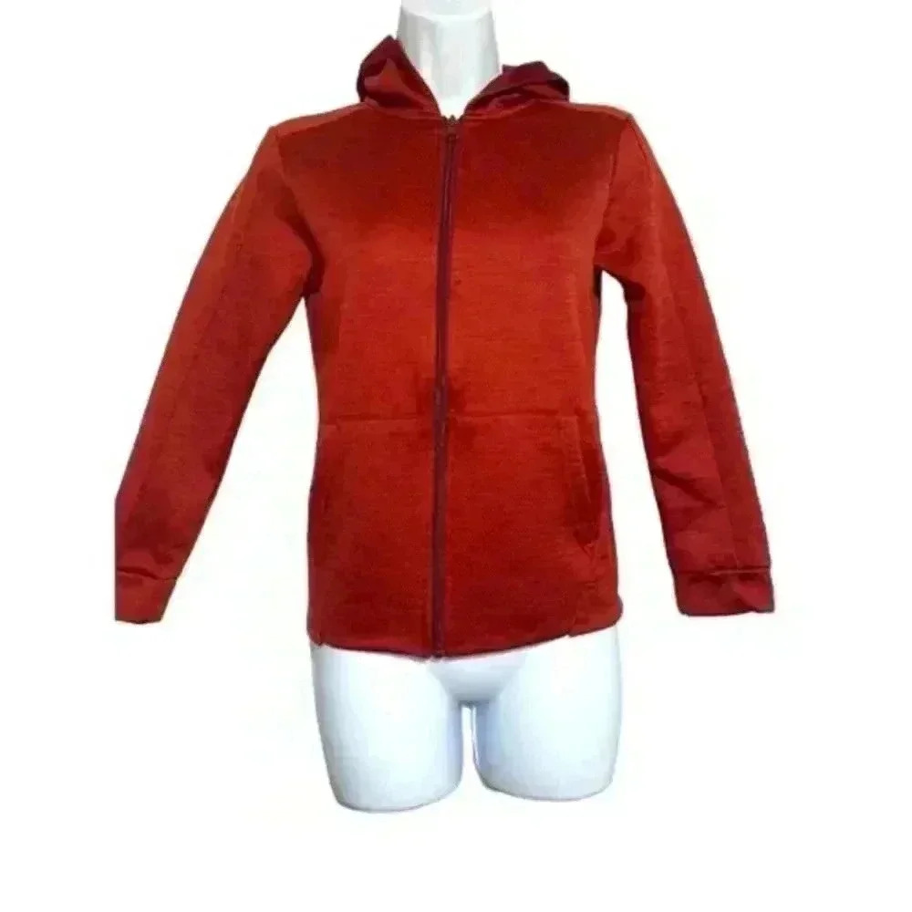 Youth champion tech‎ fleece zip red hoodie active sweatshirt size medium